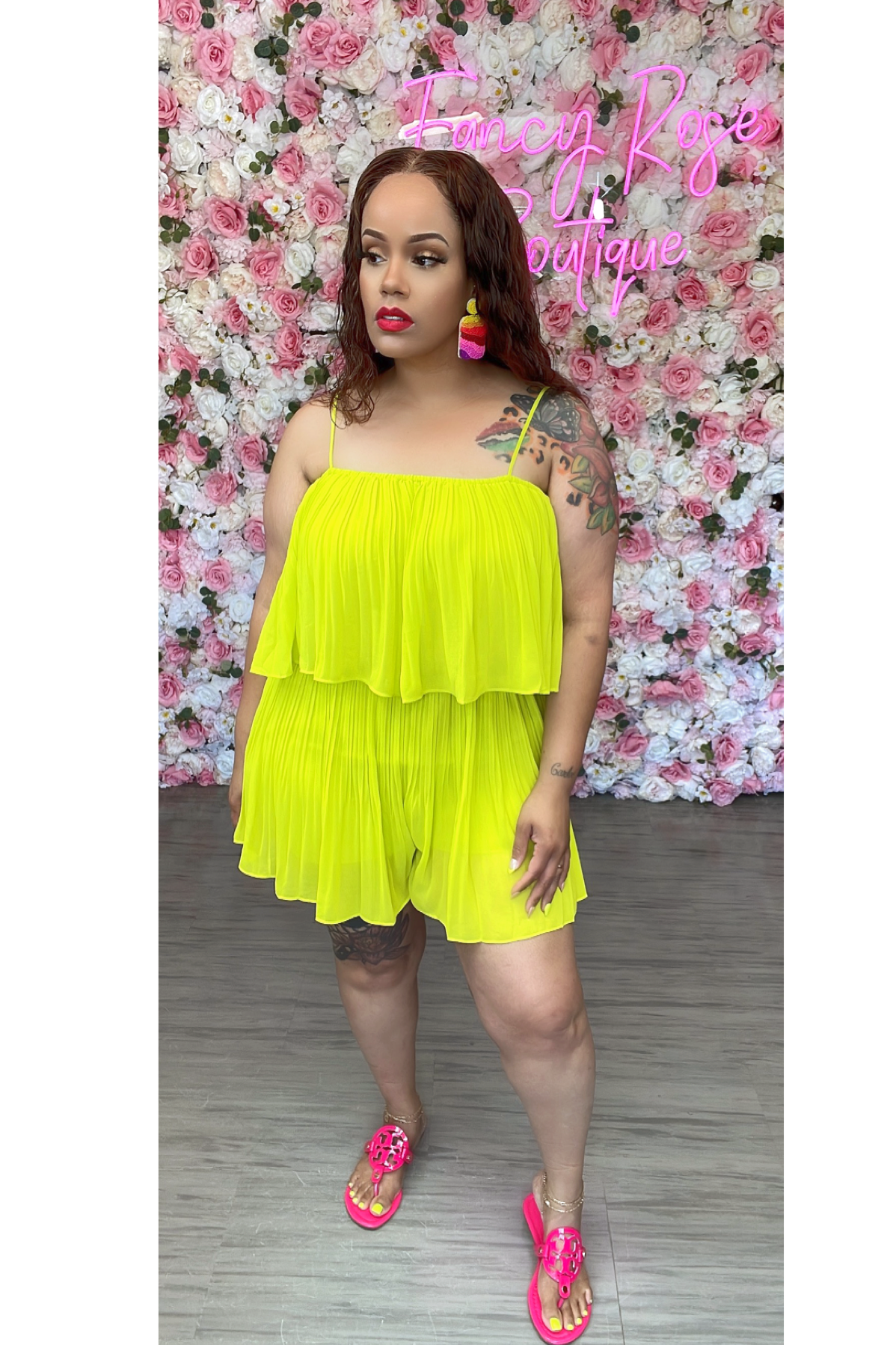 Neon Vibes Romper_Lime