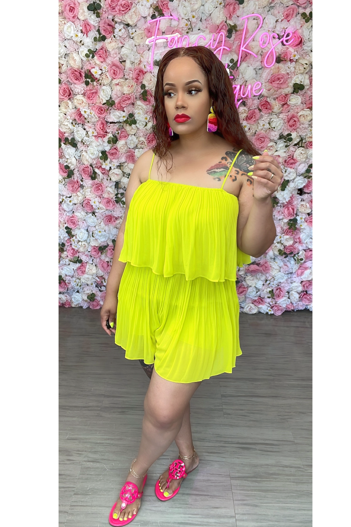 Neon Vibes Romper_Lime